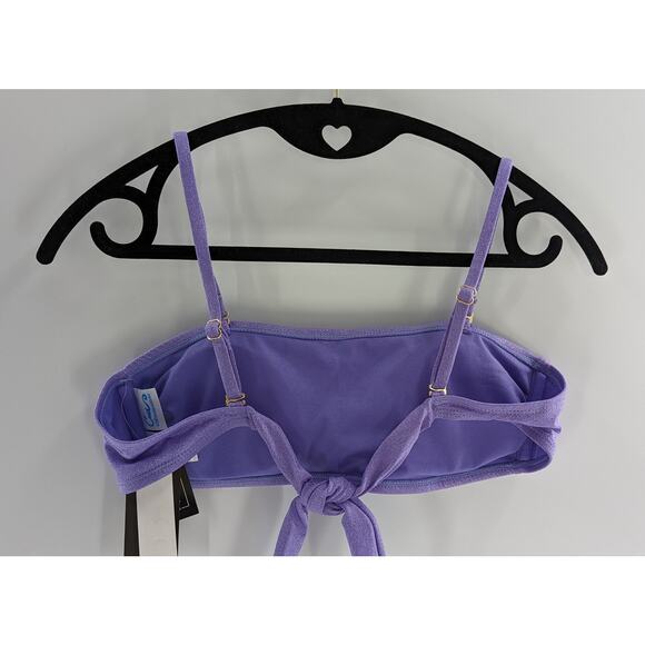 Juniors Purple Metallic Bikini Bandeau Top Convertible - Picture 8 of 10
